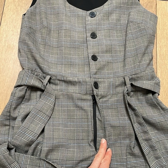 Frank & and Oak Plaid Check Jumpsuit Pant Suit Sleeveless Belt Button Small New - Picture 9 of 10